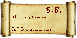 Báling Bianka névjegykártya